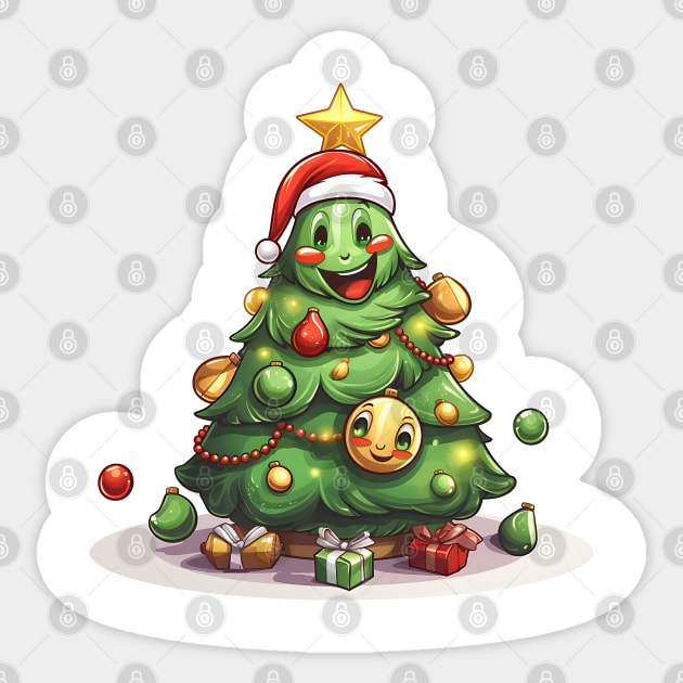 Funny Christmas Tree Sticker by Chromatic Fusion Studio